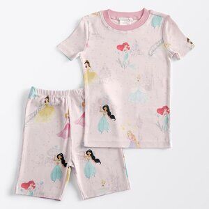 Pottery Barn Kids | Organic Disney Princess Shorts Pajamas Set | Light Pink